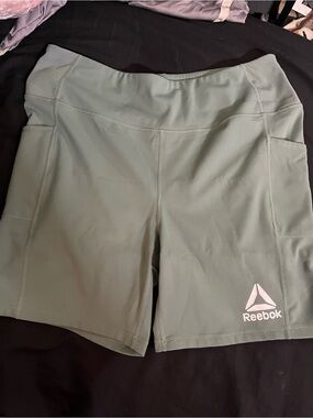 Reebok Women's Sage Green Athletic Pocket Shorts